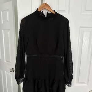Long Sleeve Detailed Black Dress